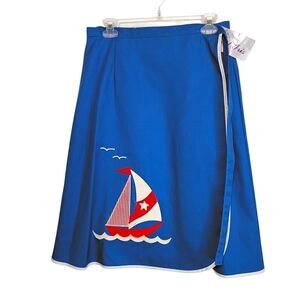 Wild Iris - Blue Nautical Wrap Skirt - Size 1X